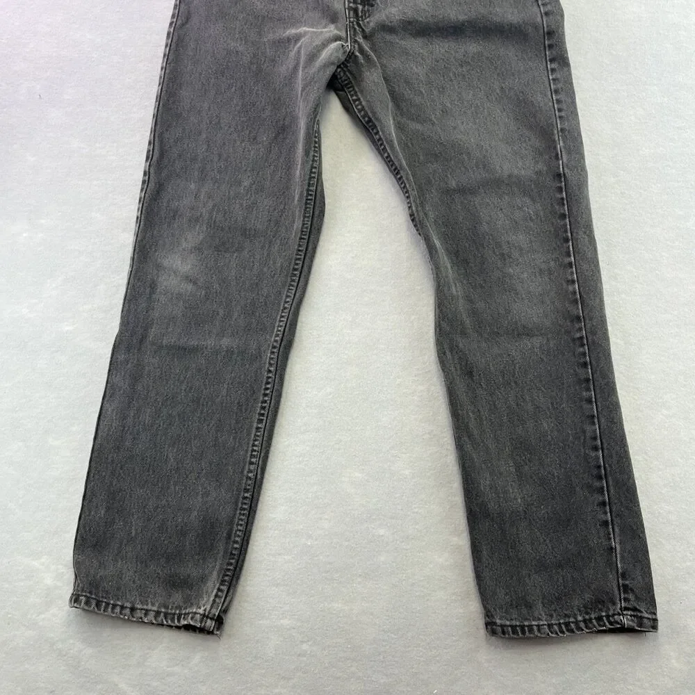 Levis Black Denim 505 Orange Tab Straight Leg Jeans 38x30 Vintage 90s Made USA